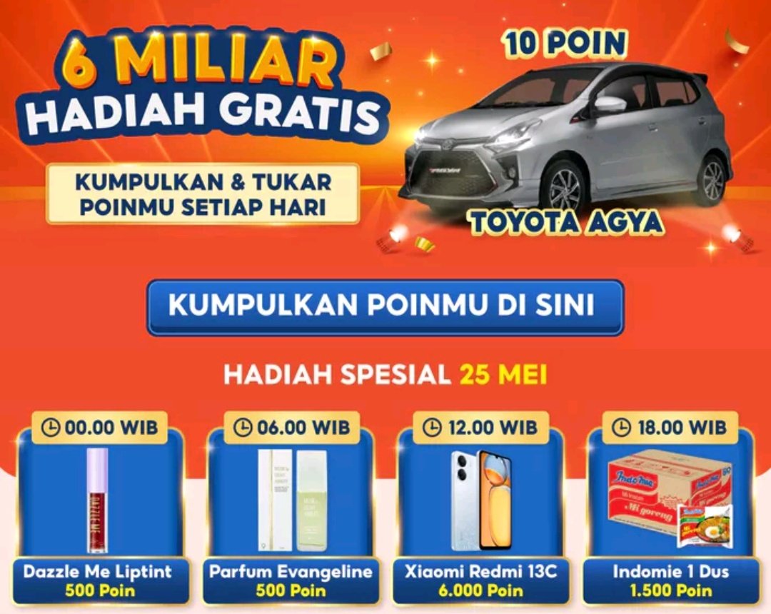 Hadiah Spesial Tukar Poin
⏰ Jam 18:00

s.shopee.co.id/Vkxf9tbCN