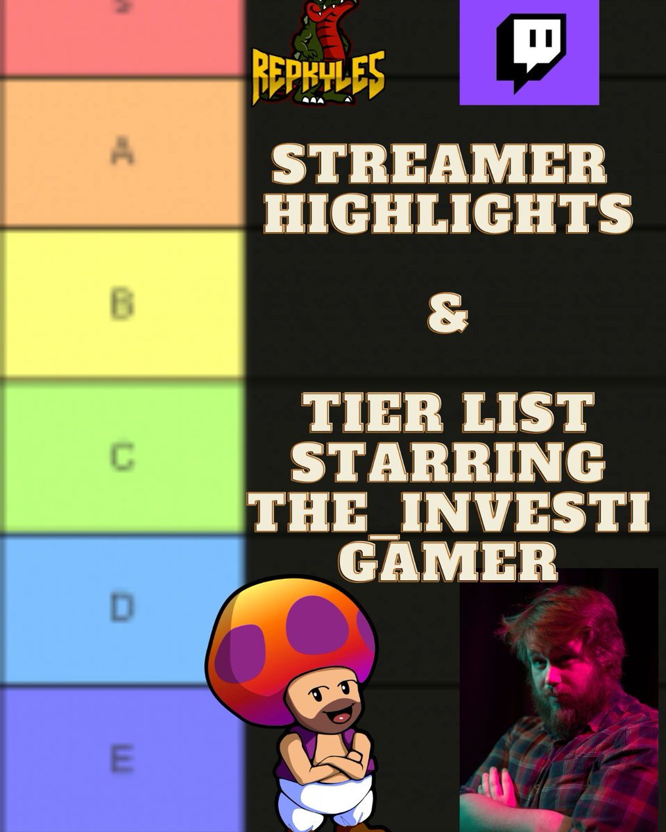 Tuesday 28/5/24 from 3pm BST I hop back to streaming and also Streamer Highlights with this awesome dude in the form of <a href="/TheInvestigamer/">The Investigamer.POG 🐨</a> for a few questions and a tier list