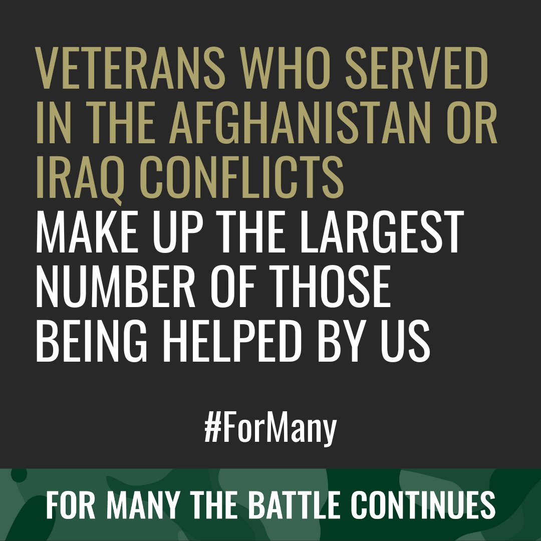 CombatStress's tweet photo. Veterans who served in the Afghanistan or Iraq conflicts make up the largest number of those being helped by us for complex mental health conditions such as PTSD.
Click here to find out how you can help us continue our vital work: https://t.co/b80FxtKcdK
#ForMany https://t.co/SiwqY731Di
