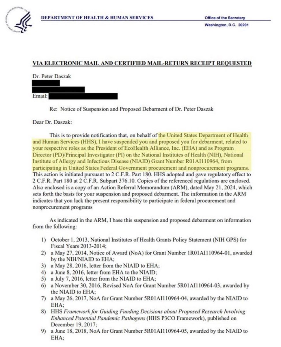 Peter #Daszak has been suspended & is facing disbarment by HHS! 
Immediate funding cut eliminates his access to taxpayer money, halting his dangerous experiments. 
Will the house of cards continue to fall or is Peter just a deep state sacrifice to appease the public?