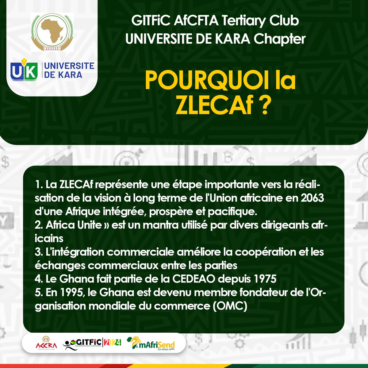 GITFiC_AfCFTA's tweet photo. Nous célébrons ce 25 Mai la journée de l'Union Africaine à la ZLECAf.
4- Pourquoi la ZLECAf ? https://t.co/a3AVCeSqdi