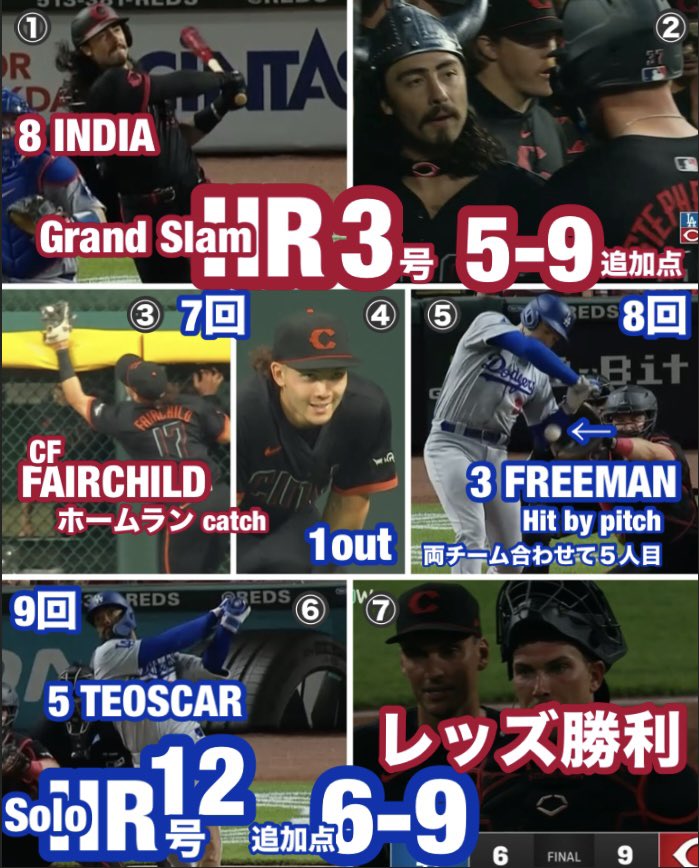 ドジャース6-9レッズ【1戦2024/5/25日本時間】 #StuartFairchild #JonathanIndia #TeoscarHernandez