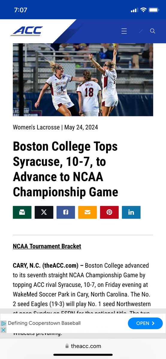 🥍🥍This Weekend is the Men’s and Women’s 🥍🥍 Championship games. Last night Syracuse vs Boston College in Women’s lax in Cary, NC. You can’t make this shit up. The referee was screwing SYR big time. At one point they pulled three players out~ off the field for penalties.