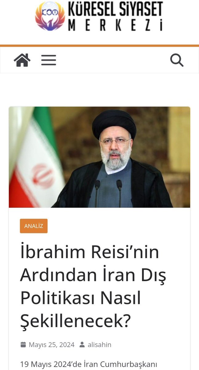 İbrahim Reisi sonrası #Iran Dış politikasıni @KureselSiyasetM için değerlendirdim. kureselsiyaset.org/ibrahim-reisin…