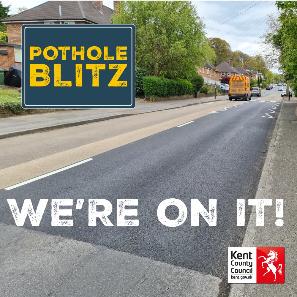 Our crews are out fixing potholes across the county from now until Autumn. Here’s one they did earlier in Royal Tunbridge Wells. Smooth work. Pothole Blitz. We’re on it. #KentPotholes #PotholeBlitz