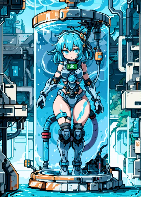 培養槽メカ娘 #pixelart