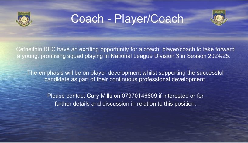 Great opportunity to work with a talented group of players and play the ‘eithin way 💚💛