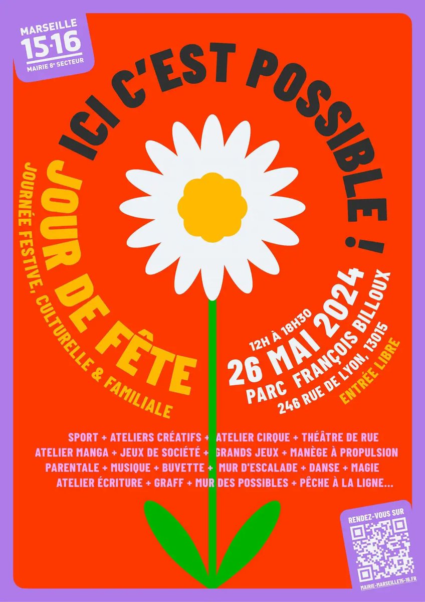 Demain rdv au parc Billoux pour Jour de fête, la grande fête populaire de la mairie du 15/16 !