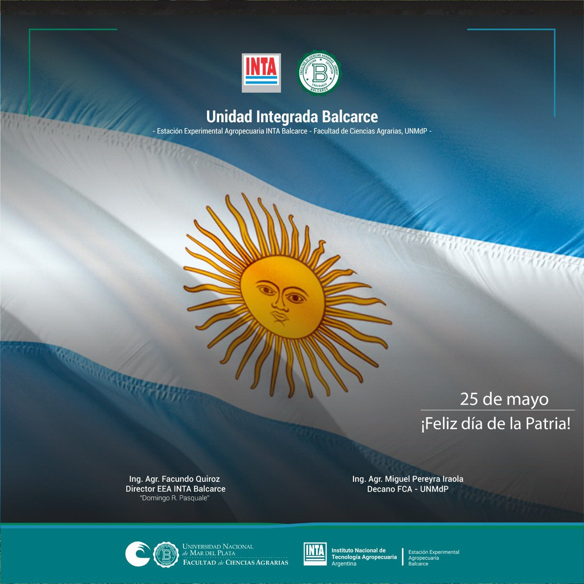 fcabalcarce's tweet photo. 🇦🇷Desde la Unidad Integrada Balcarce (#FCABalcarce #UNMdP - #INTABalcarce) celebramos este día de la patria y reforzamos el sentimiento de unidad y fraternidad, que eran los principales pilares de aquel importante momento histórico, para que nos acompañen en nuestro día a día. https://t.co/OLPndnWS3W