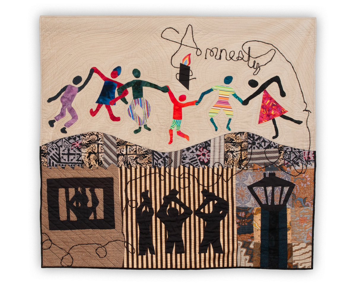 gallery53ct's tweet photo. “Woody Guthrie:  United We Stand” and “Amnesty” by Carol  Vinick, part of our 2024 Fiber Art Exhibit. These 2 fabric collages are on exhibit &amp; for sale in the gallery through May 30th. online at https://t.co/G8i4nESU6Z

#connecticutartists #ctartist #ctarts
 #textileart #fiberart https://t.co/QrPqFrItjC