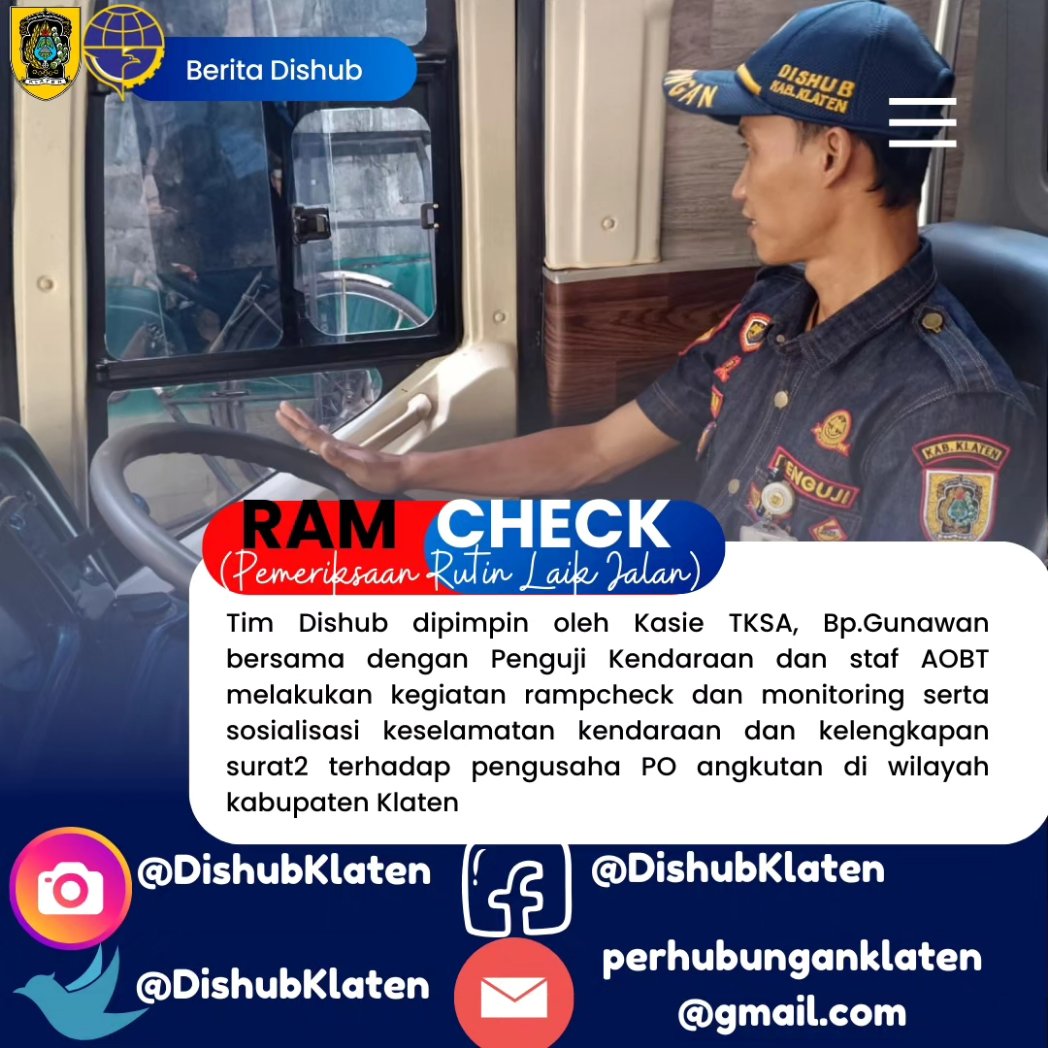 dishubklaten's tweet photo. Tim Dishub dipimpin oleh Kasie TKSA, Bp.Gunawan brsm dgn Penguji Kendaraan dan staf AOBT melakukan kegiatan rampcheck dan monitoring serta sosialisasi keselamatan kendaraan dan kelengkapan surat2 terhadap pengusaha PO angkutan di wilayah kabupaten Klaten

#ramcheck
#dishubklaten https://t.co/ZSVNbyM2nV