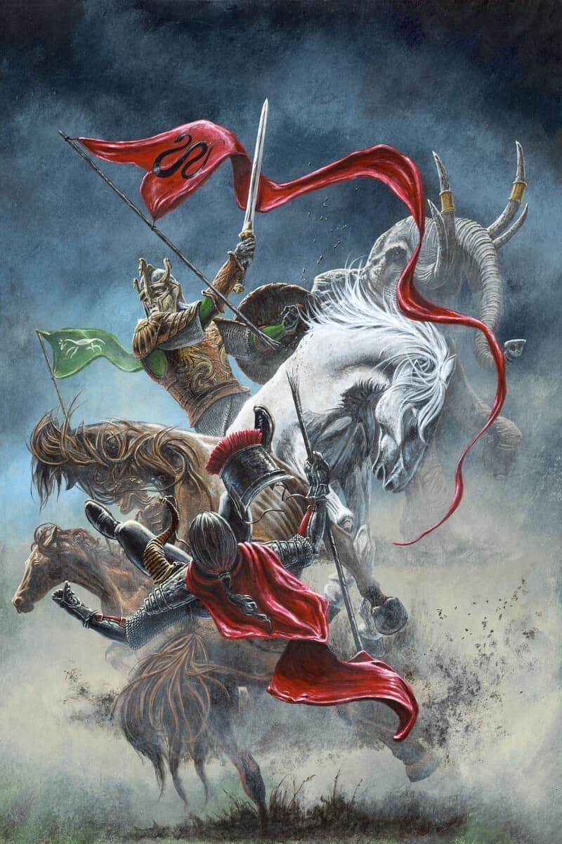 Theoden Throws Down the Standard Bearer of the Haradrim By Kip Rasmussen
