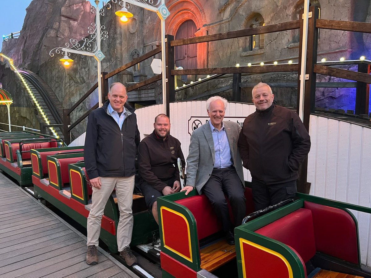 Throw back to last week. I had a fantastic visit to @Tivoli with my colleague Douglas Jones and enjoyed talking with the dedicated operators of this historic roller coaster, one of the oldest running wooden coasters in the world built in 1914. 🇺🇸🇩🇰 #Tivoli #HistoricRides #USinDK