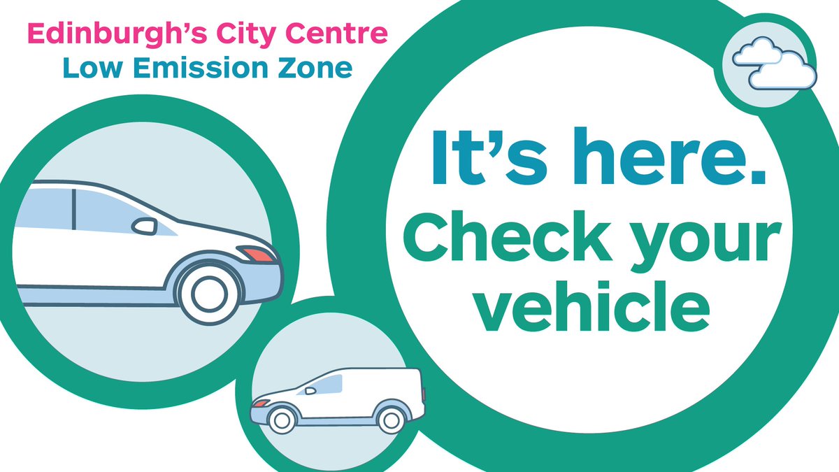 In 7 days, Edinburgh's low emission zone will be enforced. Are you ready?
See the zone map 🗺️
Check your vehicle 🚙 
Need a blue badge exemption? ♿
Motorbikes and mopeds can drive freely through the zone.
edinburgh.gov.uk/lez