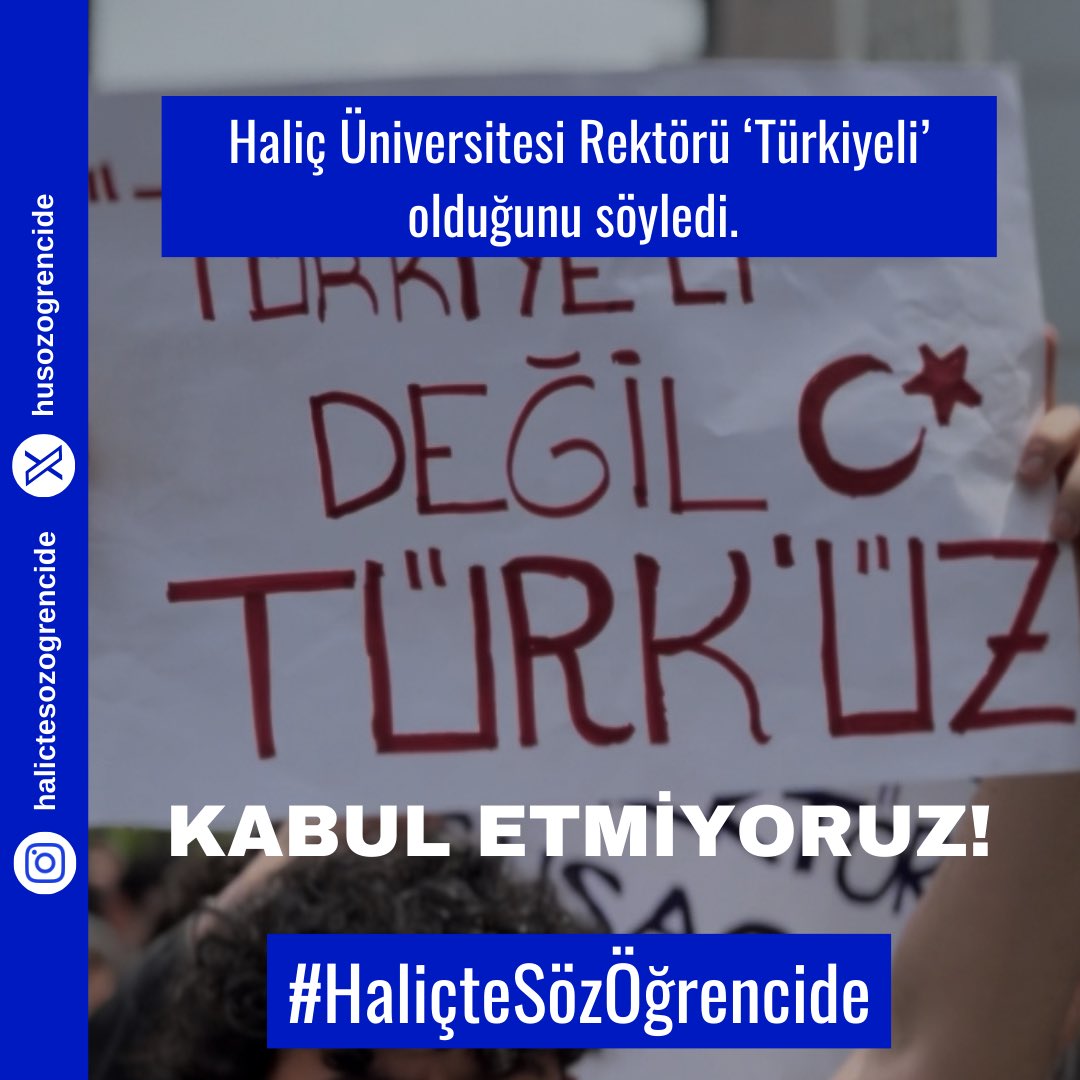HUsozogrencide's tweet photo. Türkiye Cumhuriyeti vatandaşları ve Türk milletinin mensupları olarak aidiyetini belirtmekten kaçınan bir rektörün üniversitemizde eğitim sisteminin başında olmasını kabul etmiyoruz.

#HaliçteSözÖğrencide https://t.co/oErt2EtGye