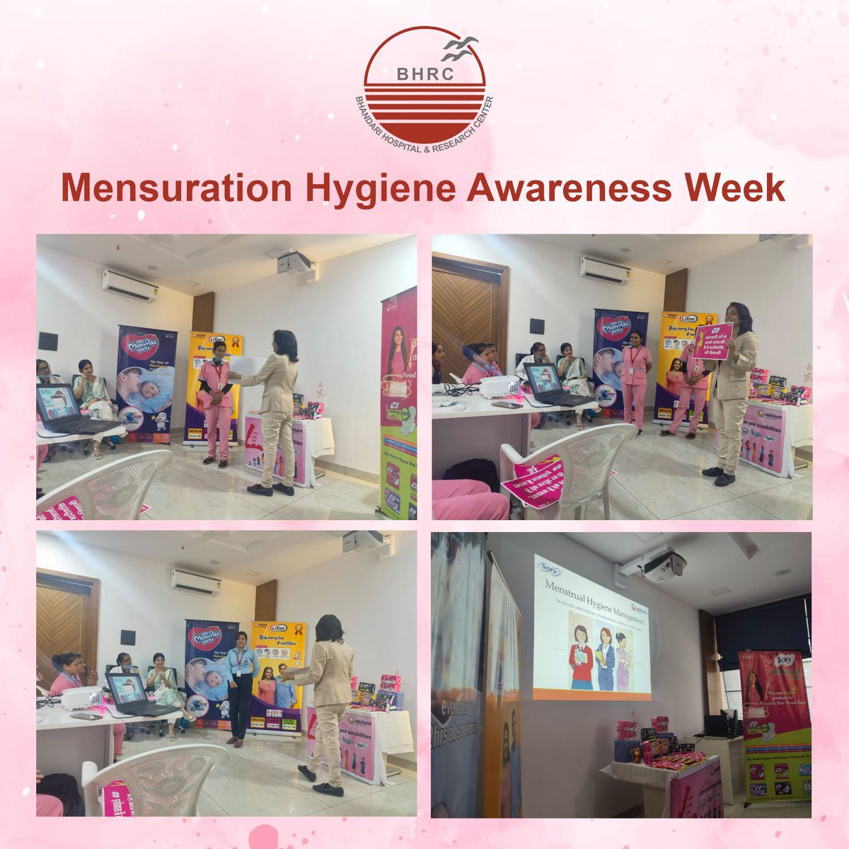 BHRC_Indore's tweet photo. Join us at the Aayushya Center for Fetal Medicine for Menstrual Hygiene Awareness Week! This event is dedicated to educating our staff about the importance of menstrual hygiene, the proper use and disposal of pads, the benefits of period panties, and the use of maternity panties. https://t.co/HSMoL0XyOK