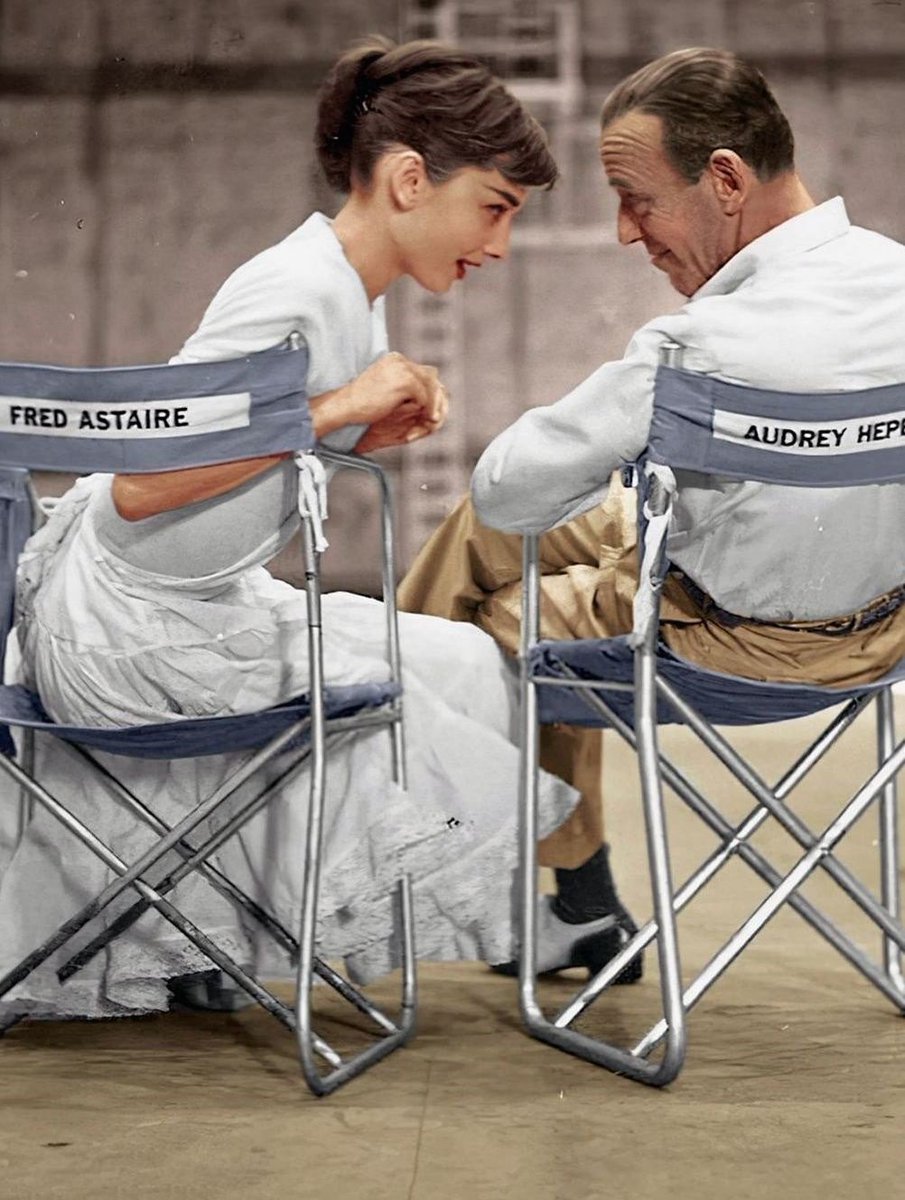Audrey Hepburn and Fred Astaire on the set of Funny Face, by Richard Avedon, 1956