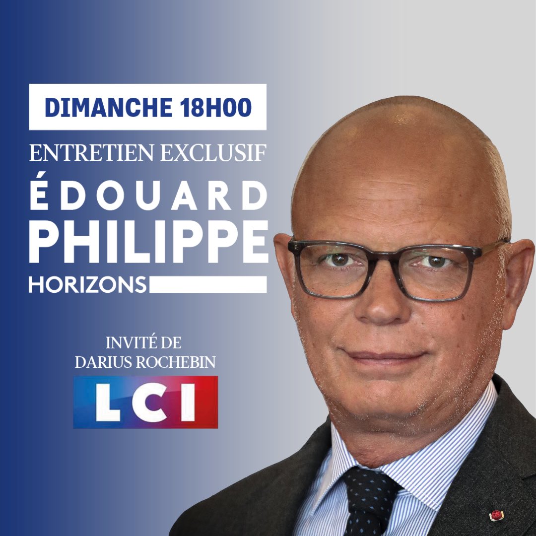 🔵⚪️ Dimanche 26 mai, @EPhilippe_LH répondra aux questions de @DariusRochebin sur l’actualité. ⏰ À partir de 18h 📺 Sur @LCI #La26