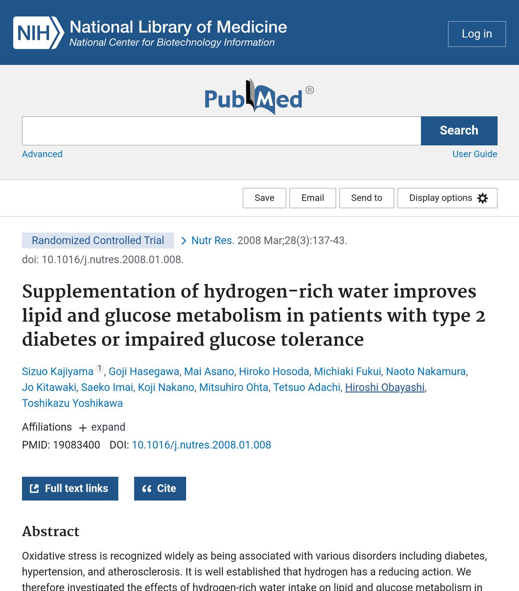 Supplementation of Hydrogen-Rich #water improves #lipid & glucose #metabolism in patients with type 2 #diabetes or impaired #glucose tolerance. 💦 It is well established that #H2 has a reducing action pubmed.ncbi.nlm.nih.gov/19083400 #HydrogenWater #LongCovid #lockdin $ltnc