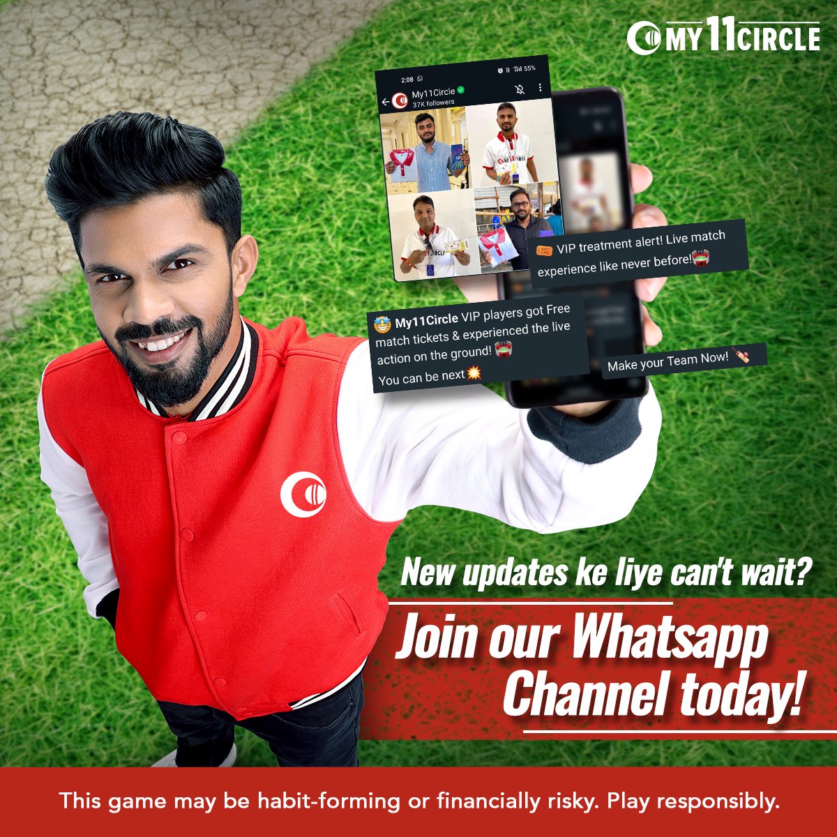 Hey fans, join our fam! 🤩 Ab raho hamesha in the loop with exciting content and updates.💯 Click on the link in the bio to join our Whatsapp channel! whatsapp.com/channel/0029Va… #My11Circle #Cricket #FantasyCricket