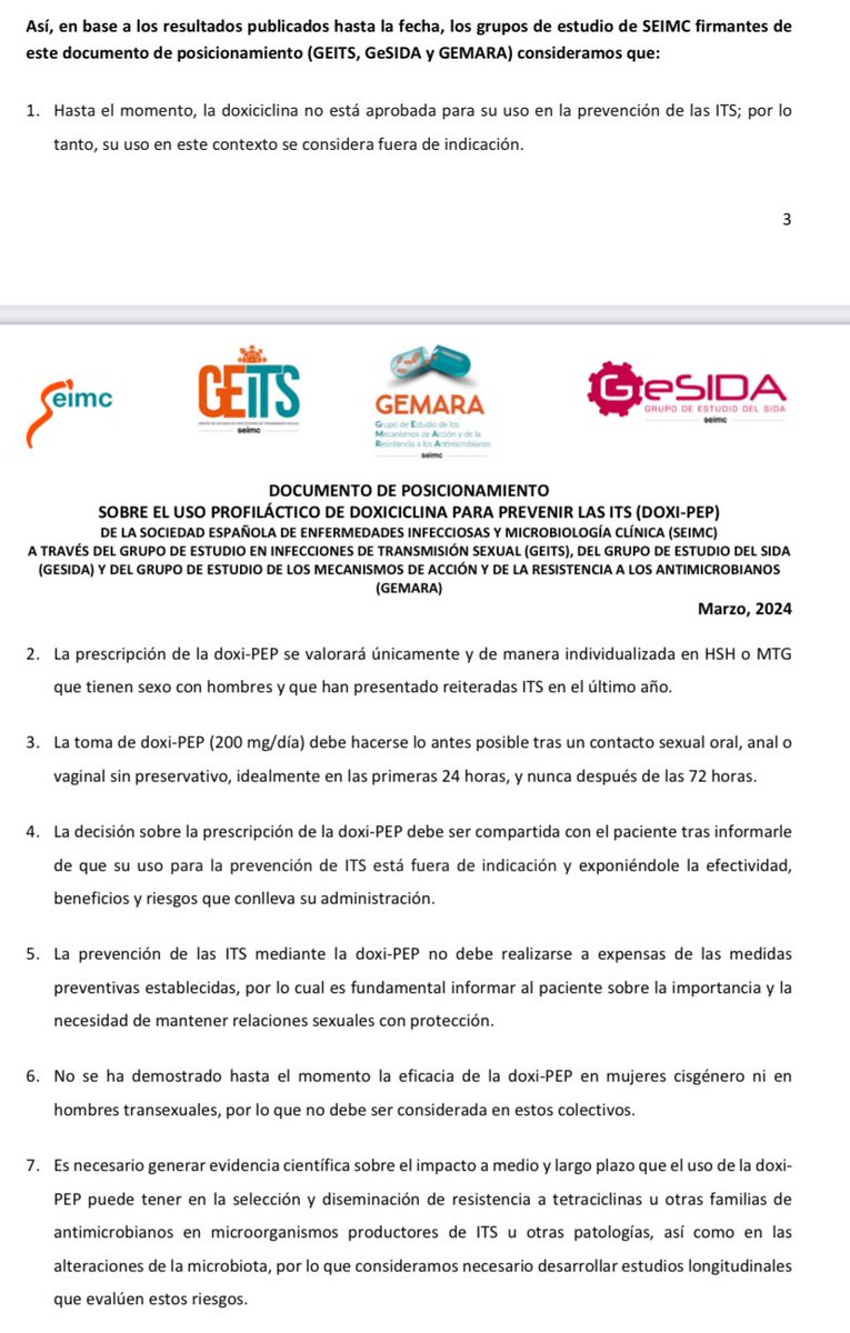 CesseiE's tweet photo. Ya disponible el Documento de posicionamiento sobre el uso profiláctico de doxiciclina para prevenir las ITS (Doxi-PEP) desarrollado por  @SEIMC_ y @GeSIDA entre otros. 
Infórmate en @CesseiE #Elche #Elx #Alicante. https://t.co/tVQb3BWHDY
