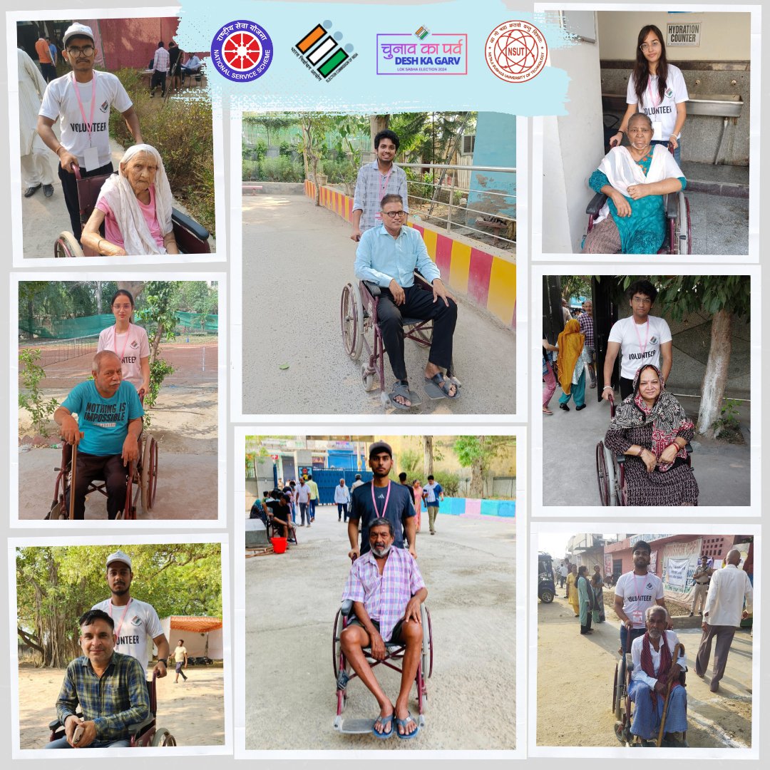 NSS NSUT CELL is proud to deploy 110 volunteers at over 60 polling stations in West Delhi, assisting PwD voters to cast their precious votes! Their efforts and commitment shines as they serve our nation #voteforchange #yourvoteyourchoice #nssnsut #nsut #ECI