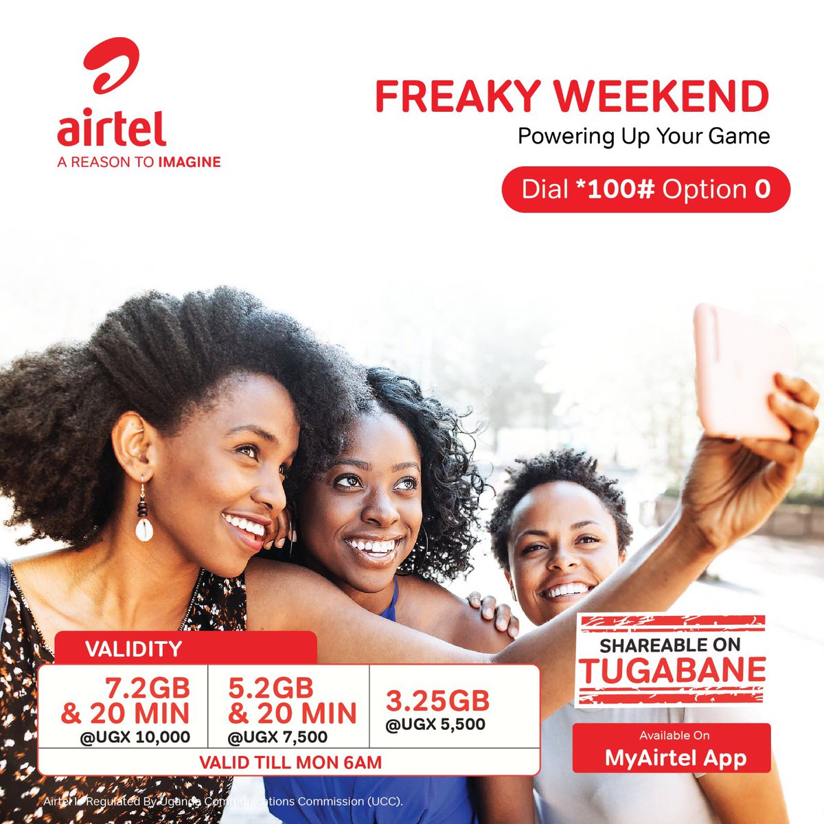 Power your weekend with #FreakyFriday, Dial*100# and select option 0 or use the #MyAirtelApp airtelafrica.onelink.me/cGyr/qgj4qeu2
