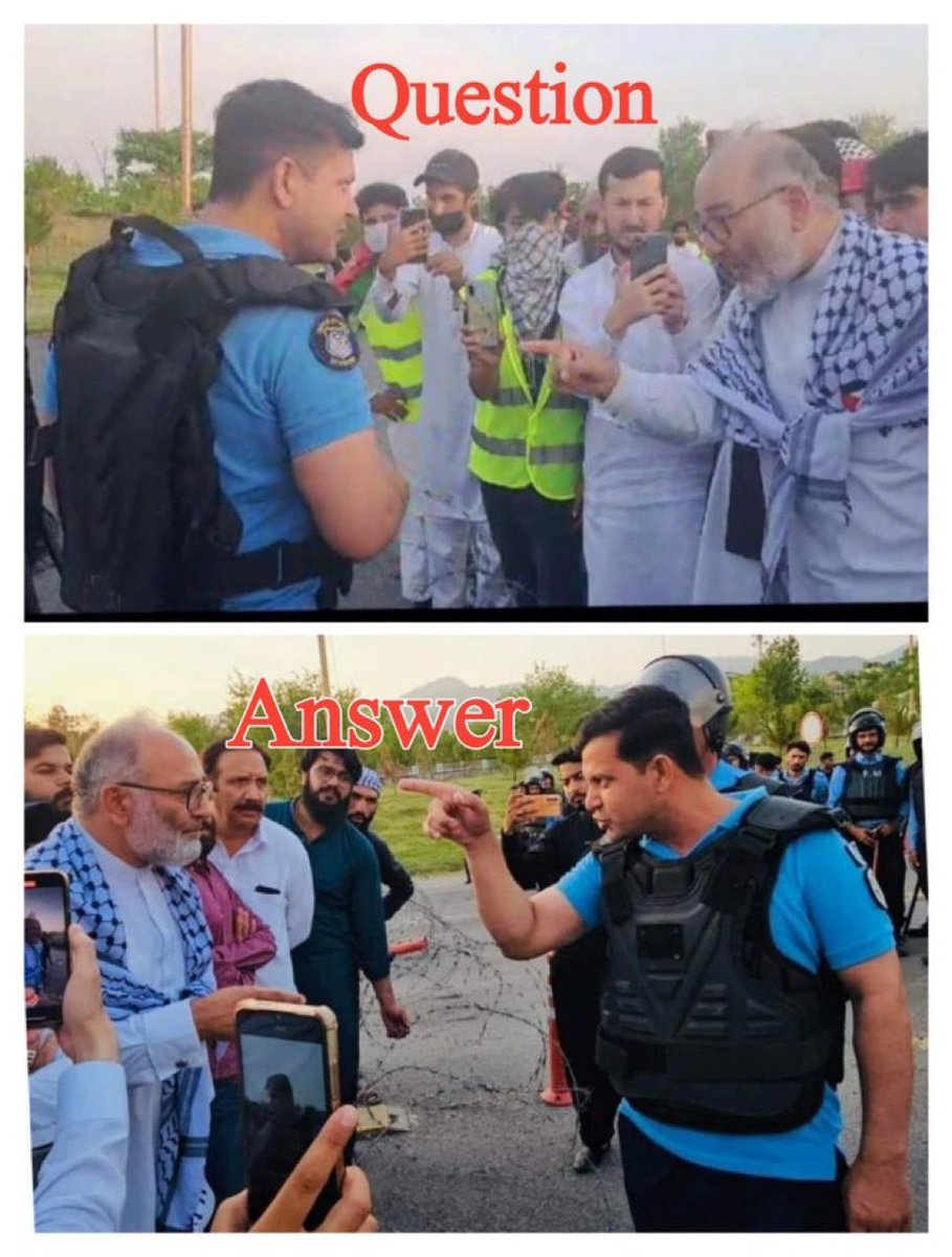 EPropoganda1's tweet photo. اسلام آباد پولیس کے اس اہلکار کا اپنے سے بڑے شخص ساتھ یہ رویہ یقینا قابل اعتراض تھا اگر وہ روڈز بلاک کر کے احتجاج کر بھی رہے تھے تو انکو طریقے سے ہینڈل کرنا چاہیے تھا لیکن دوسری جانب صحافیوں سمیت سوشل میڈیا پر بڑے بڑے اکاؤنٹس نے اس تصویر کے ایک رُخ کو دکھا کر Sympathy تو حاصل کرلی لیکن اپنی صحافتی بددیانتی کا مظاہرہ کرگئے