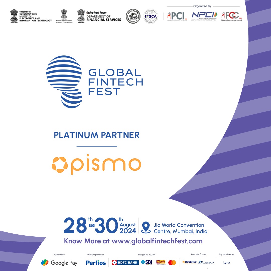 We are excited to announce @pismo_io joining us as the 'Platinum’ partner for this year's Global Fintech Fest. Prepare to witness fintech innovation at its peak!

#GFF #GFF24 #GlobalFintechFest #FintechRevolution #FintechInnovators