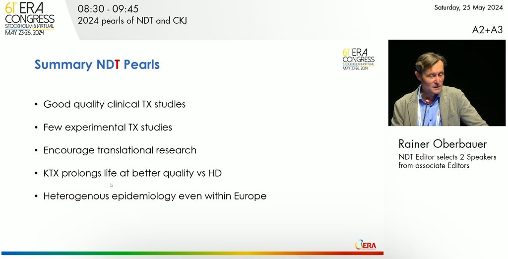 #ERA24 NDT and CKJ 2024 pearls @ERAkidney @NDTsocial @CKJsocial @hjanders_hans 👉Good quality clinical tx studies 👉 Studies on survival benefit, Harmony F/U, EC chimerism👇👇