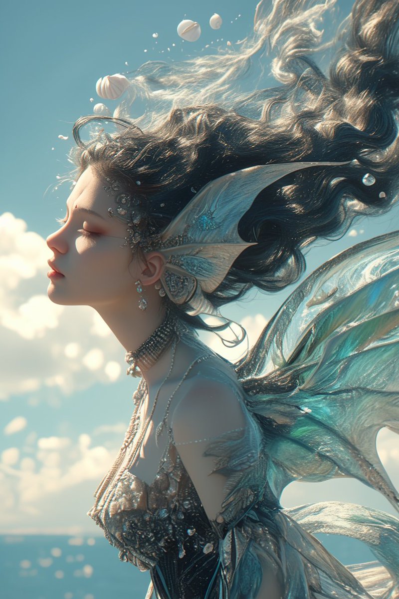 moreaR_1's tweet photo. mermaid dreaming of the sky🧜

#aiartoworks https://t.co/z2yRzGyoza