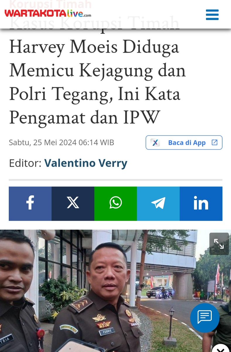 📌TERTANGKAPNYA HARVEY MOEIS MEMICU KETEGANGAN ANTARA KEJAGUNG DAN POLRI

Sebagaimana kita tahu Harvey Moeis adalah anak buah dari RBS (Robert Bono Susatyo pemilik PT RBT (Refind Bangka Tin). Bagaimana mungkin sosok HM bisa jalankan tugasnya tanpa perintah atasannya. Dan RBS di