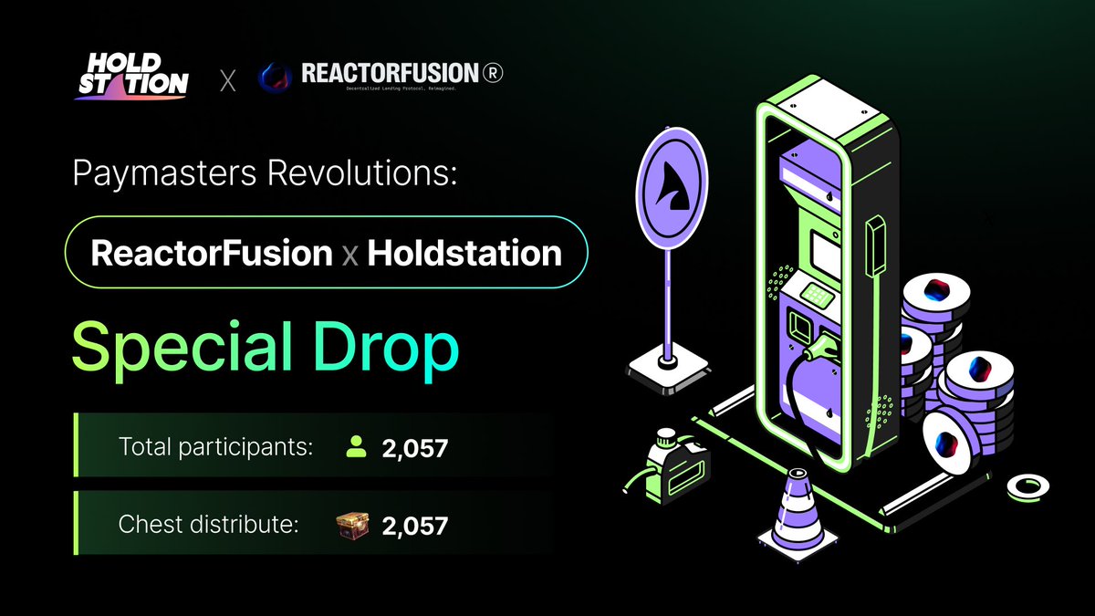 🎁 Hold onto your spacesuits, #ReactorFusion enthusiasts! The #Paymaster mission between #Holdstation x @ReactorFusionR has landed, but the rewards are just taking off! A phenomenal 2,057 chests brimming with treasures like $BTC, $ETH, $HOLD, and other tokens are up for grabs.