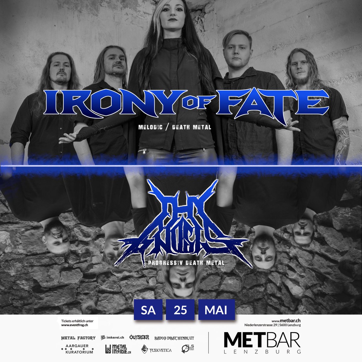 Heute Abend geht man für Female Fronted Melodic Death-Metal in die Met-Bar Lenzburg zu Irony Of Fate und Prog Death Metal mit Thy Gnosis! #melodicdeathmetal #progdeathmetal #metbar #lenzburg #thygnosis #ironyoffateofficial