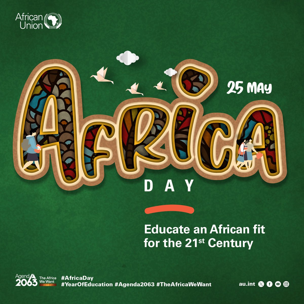 AU_WGYD's tweet photo. Education is a cornestone to unleashing women's &amp; youth's potential.
As we celebrate #AfricaDay, let's highlight educational programs &amp; initiatives equipping them with the skills they need to navigate &amp; thrive in the 21st Century.
🔗: https://t.co/NfquyrUZcw

#YearOfEducation https://t.co/VAFgjZfOD7