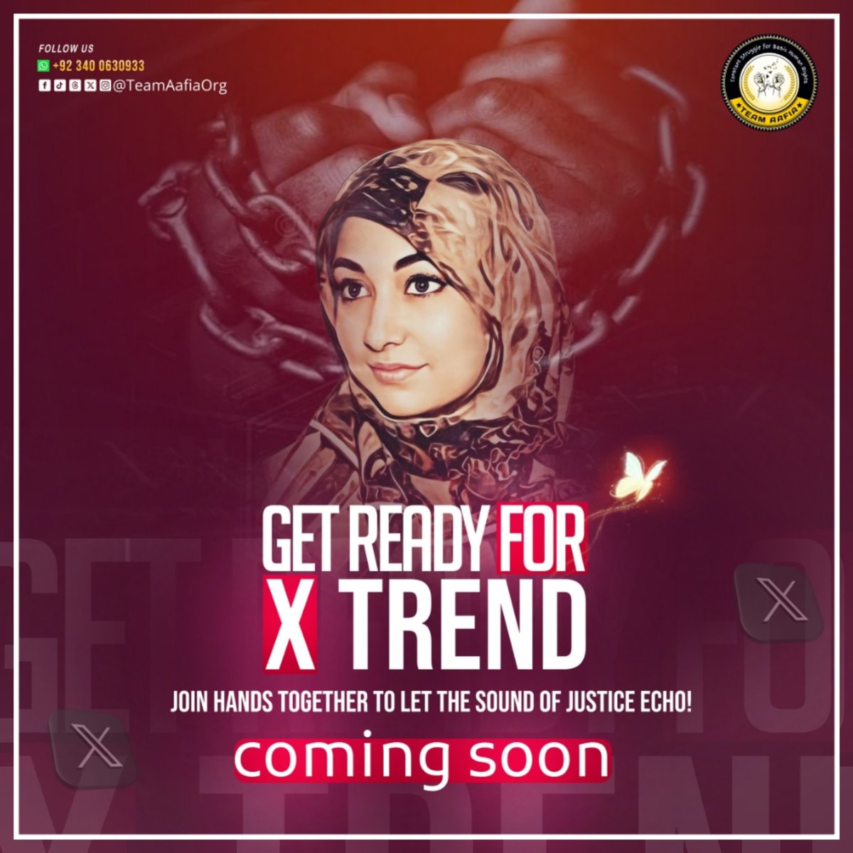 Get Ready For X Trend 
#21YearsOfShame
Team Aafia Official
@TeamAafiaOrg_
#ReleaseAafia #IAmAafia #AafiaSiddiqui #FreeDrAafia #TeamAafia  #HumanRights
FMC Carswel
Moavia..