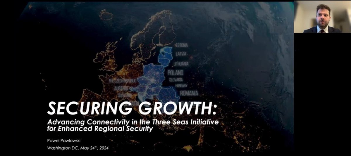PawelLPawlowski's tweet photo. I am pleased to share my recent presentation, "Securing Growth: Advancing Connectivity in the Three Seas Initiative for Enhanced Regional Security," delivered at the Spring Symposium of the Kosciuszko Chair of Polish Studies @kosciuszkochair @theIWP 

https://t.co/ZqpTw9k0w1 https://t.co/LprpLyYds3