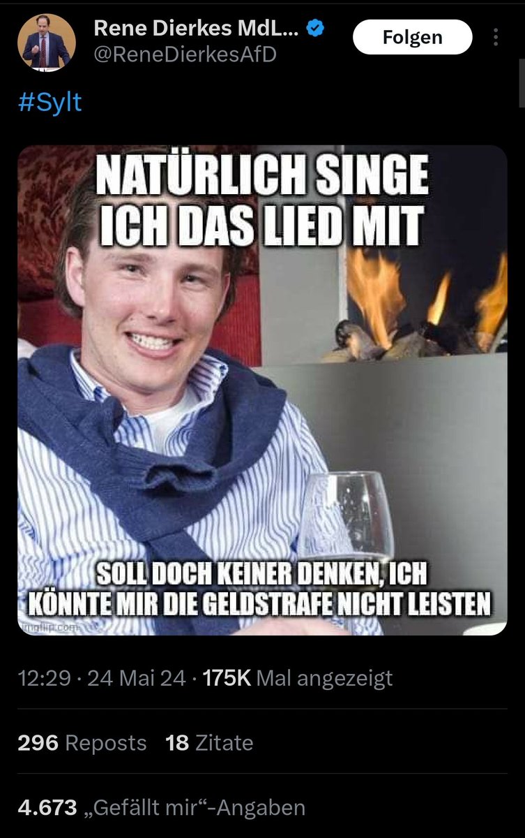 FreSchindler's tweet photo. Der bayerische AfD-Landtagsabgeordnete Rene Dierkes nennt das Singen der Neonazi-Parole »Deutschland, den Deutschen, Ausländer raus« »stabil« &amp; bietet den Leuten aus dem #Sylt-Video an, sich bei ihm zu bewerben. In weiteren Postings deutet er an, das Lied »natürlich« mitzusingen https://t.co/bolVKAuLs0