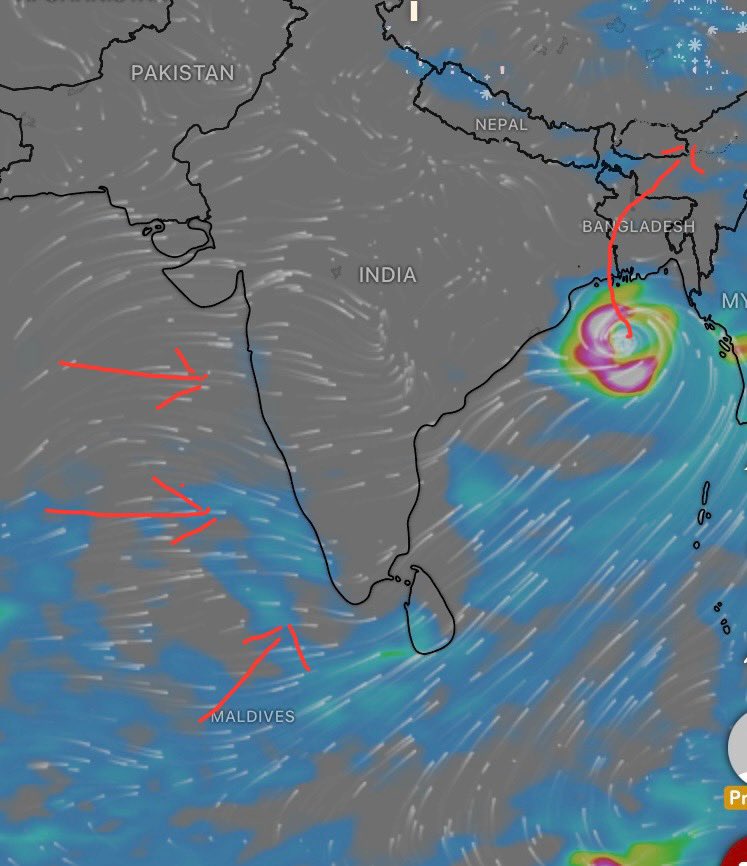 The cyclonic circulation in Bay of Bengal will hit Bangladesh, Bengal border tomorrow morning and then move towards Bhutan / Assam. Tomorrow early morning 3 am to 6 am the LPA will be positioned in a location which may bring drizzle to Mumbai during to pull factor. We may wake up