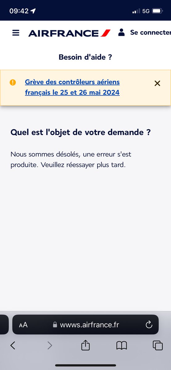 Guillaume RICHARD (@guillaumouicare) on Twitter photo Hallucinant : Vol <a href="/AirFranceFR/">Air France FR</a> annulĂ©. Quand tu les appelles, aprĂšs 10 questions de sĂ©lection : « dĂ©solĂ©, nous sommes fermĂ©s ». Un samedi Ă 9:30âŠ
Quand tu essaies de rĂ©cupĂ©rer sur leur site le mail pour les contacter, message dâerreur âŠ
=> impossible contacter service client⊠Hallucinant : Vol <a href="/AirFranceFR/">Air France FR</a> annulĂ©. Quand tu les appelles, aprĂšs 10 questions de sĂ©lection : « dĂ©solĂ©, nous sommes fermĂ©s ». Un samedi Ă 9:30âŠ
Quand tu essaies de rĂ©cupĂ©rer sur leur site le mail pour les contacter, message dâerreur âŠ
=> impossible contacter service clientâŠ