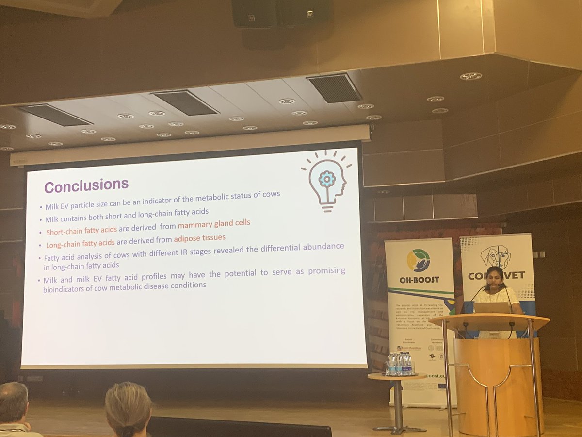 Ohboosteu's tweet photo. On Day 2 of #EVconference2024, our PhD student Madhusha Prasadani delivered a presentation titled, “Milk-derived Extracellular Vesicles Reflect the Metabolic Status of Lactating Cows.” https://t.co/eyhS5LQvKM