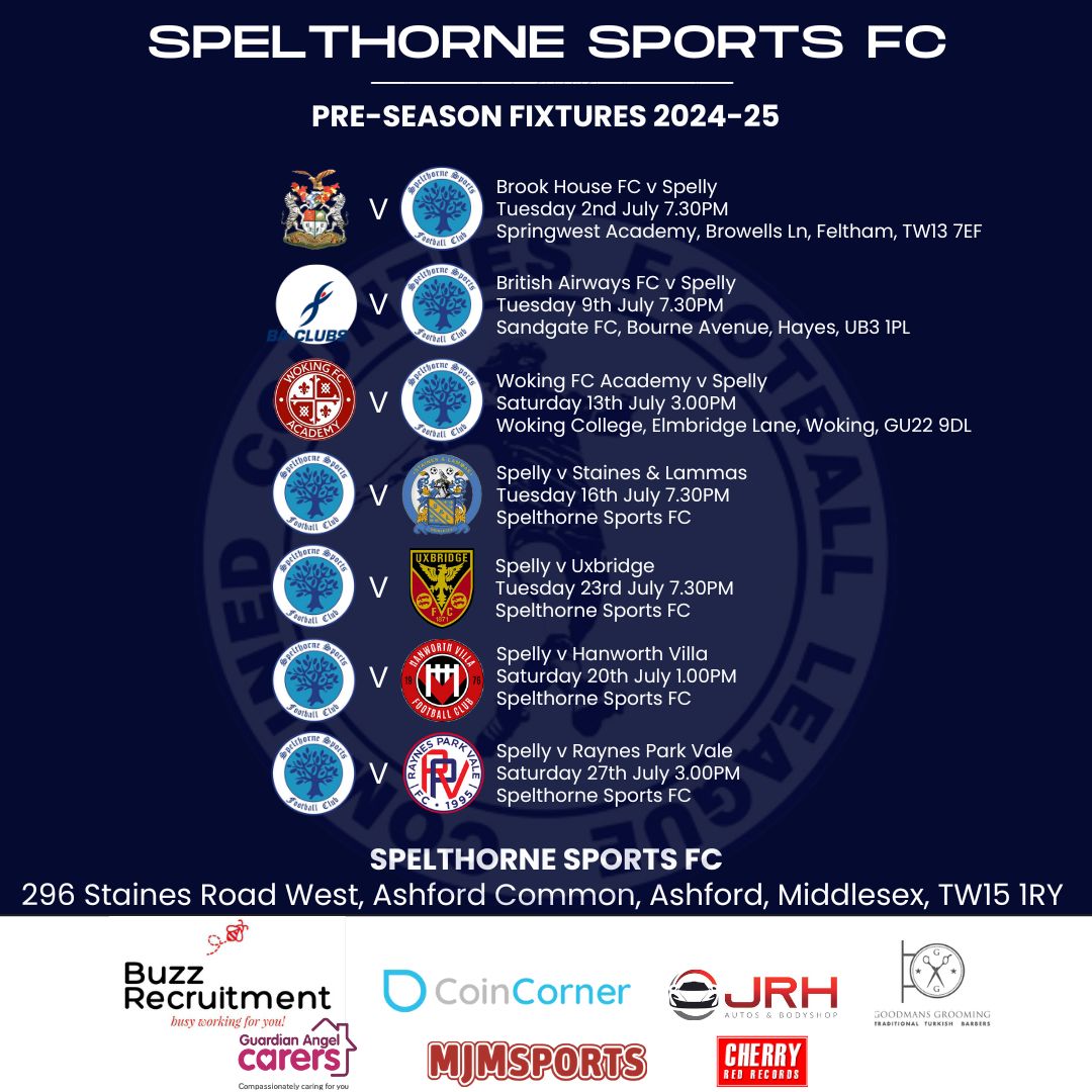 We are delighted to able to confirm our preseason schedule. 1st games against away @BrookHouseFC & @BritishAFC.We then are away to @WokingAcademy . We host with four home games @SLammasMiddxFC , then we welcome higher league opposition in @uxfc_redarmy , @HanworthVillaFC,@RPVFC