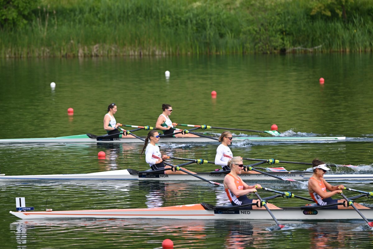 Surprises in the women's double sculls - it was just not to be today for Scheenaard and Veldhuis of the Netherlands or Lithuania's Karaliene and Rimkute. They will have to race in the B-Final - it's IRL, NOR, NZL, AUS, USA and CHN to the A-Final. #WorldRowingCup #WRCLucerne