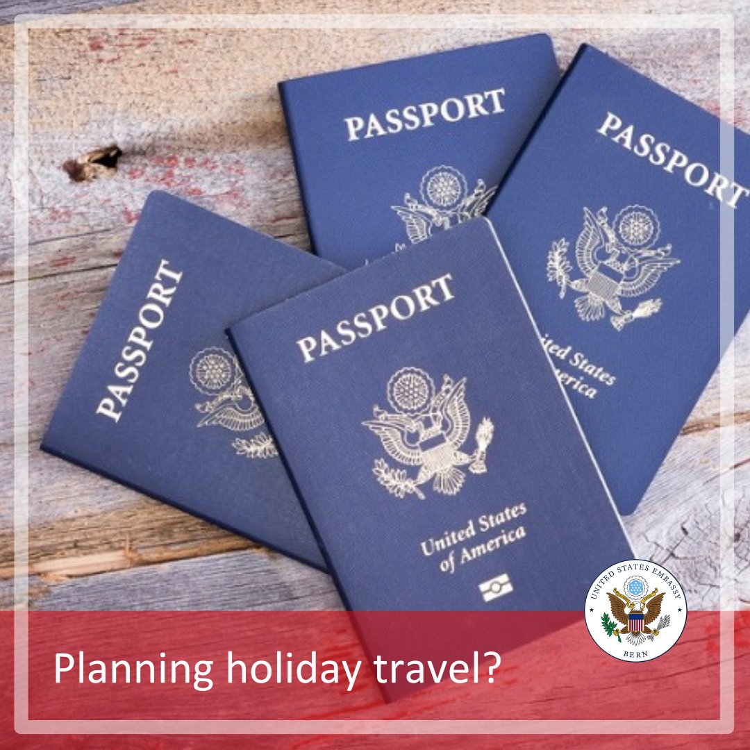 Counting down the days until your international trip? Give yourself plenty of time before to apply for a passport. Routine processing takes 10-14 business days, and first-time applicants and children need an appointment to apply in person. ch.usembassy.gov/u-s-citizen-se…