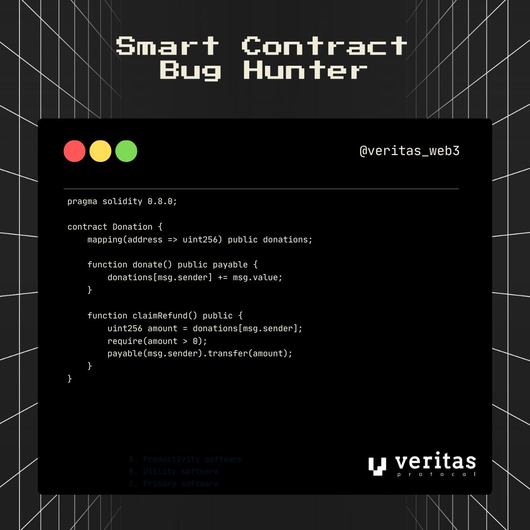 Can you spot the 🐛 ?

🕵️‍♂️ Join our Smart Contract Challenge! Find the flaw, explain it, and earn your bragging rights! 

#BugHunter #AuditingSkills #SmartContractChallenge