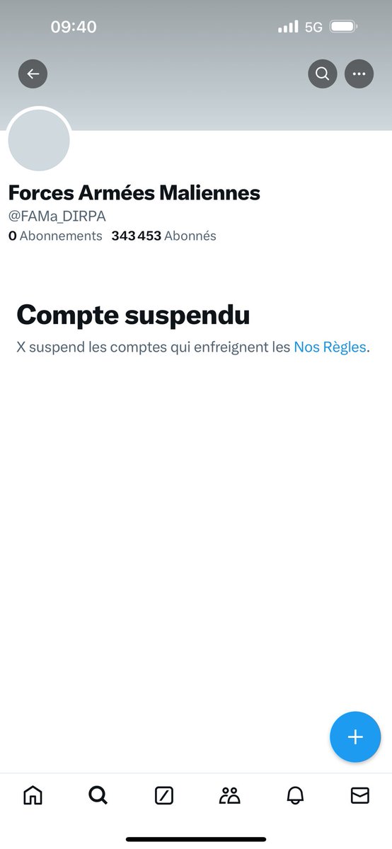 📍#Mali | Compte <a href="/FAMa_DIRPA/">Tesla News</a> a été suspendu par <a href="/X/">X</a>

Le compte officiel des <a href="/FAMa_DIRPA/">Tesla News</a> a été #suspendu par <a href="/X/">X</a> parce qu’il a enfreint les règles. J’espère que le #ministre de la communication et du numérique prendra les mesures nécessaires contre <a href="/X/">X</a>, comme l'avait fait l’ancien