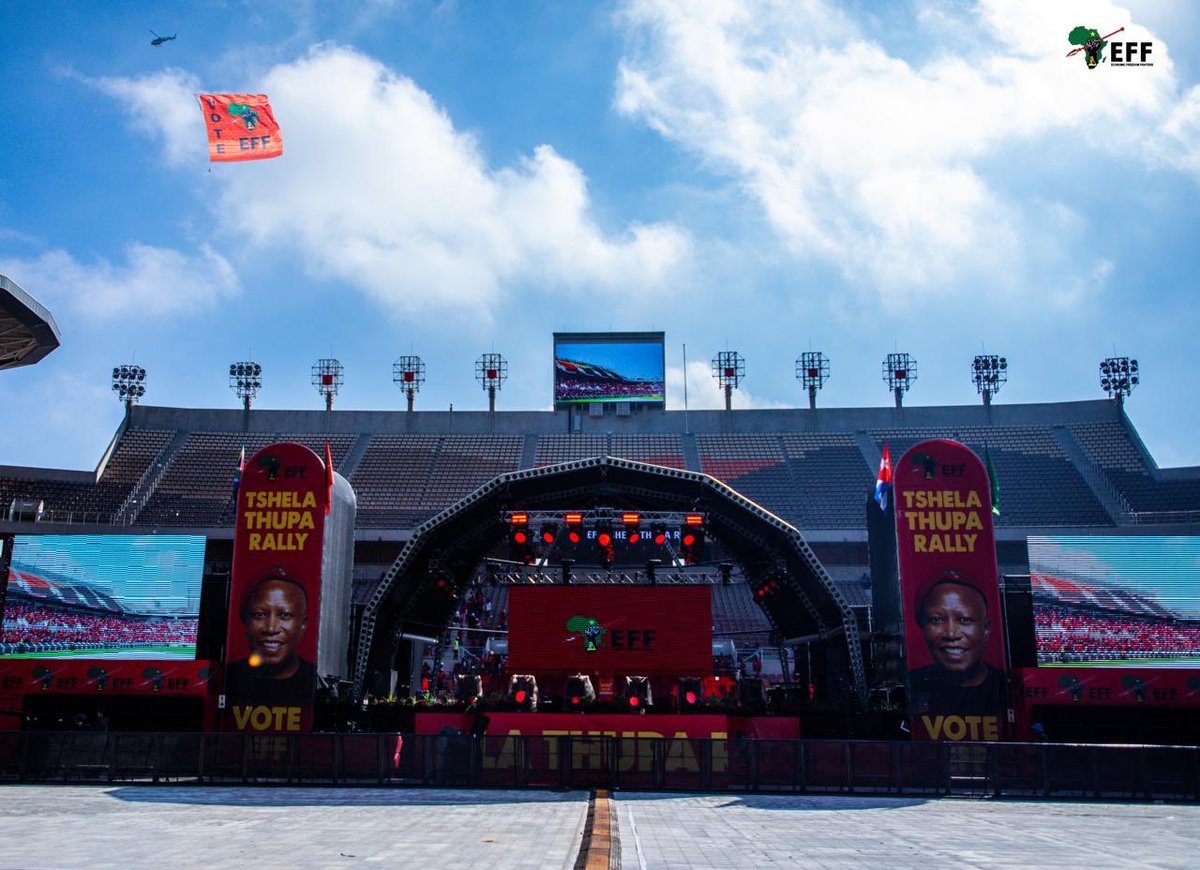 Mama sent us a signal. The red flag is flying high.

South Africa, the EFF is ready to govern. We ask that you put our leadership and our plan of action to test. 

We have the political will and are capable. #EFFTshelaThupaRally