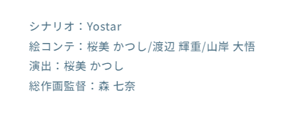 ブルアカTVアニメ 
8話のシナリオは Yostar担当なのね
完全アニオリ回だからなのかもしれないけど