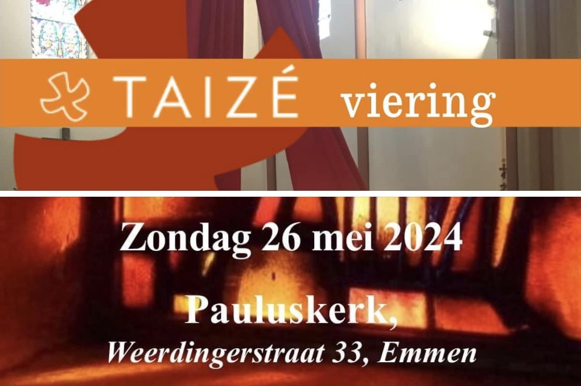 TaizeEmmen's tweet photo. Morgen, op zondag 26 mei is er een viering in de stijl van Taize in de Pauluskerk op de hoek Meerstraat en Weerdingerstraat (nr 33) in Emmen.  De viering begint om 19.00 uur. 

Vanaf 18.00 uur is er de gelegenheid om de liederen die tijdens de viering worden gebruikt te oefenen. https://t.co/FEEKA8TUsb