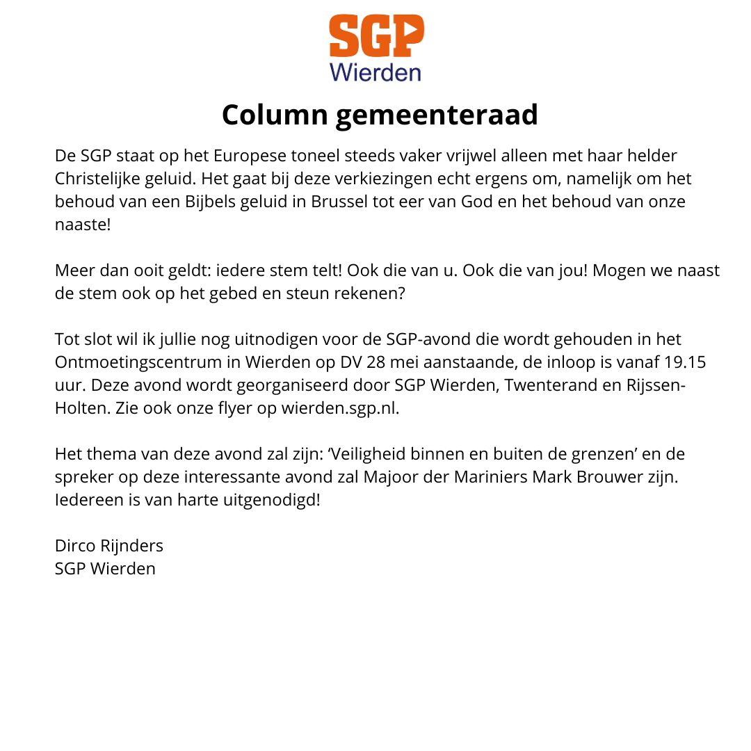 Vorige week stond een column van onze lijsttrekker, Dirco Rijnders, in de Wiezer. Hier is de column nog eens te lezen. 
Voor de digitale krant, zie: dewiezer.nl/reader/22943#p… (pagina 21)
